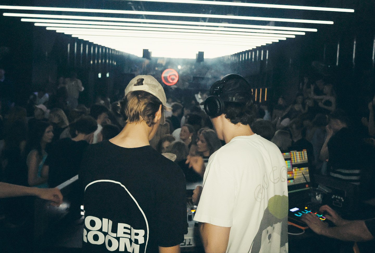 FØR U, Luke & Victor, DJing in front of a packed club crowd